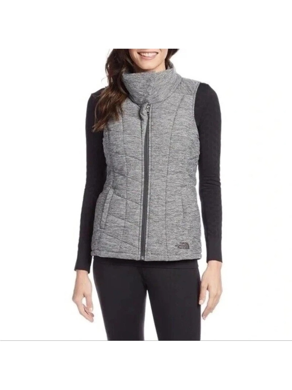 The North Face Women’s Pseudio Vest Grey Puffer Jacket Training Run Sz Med